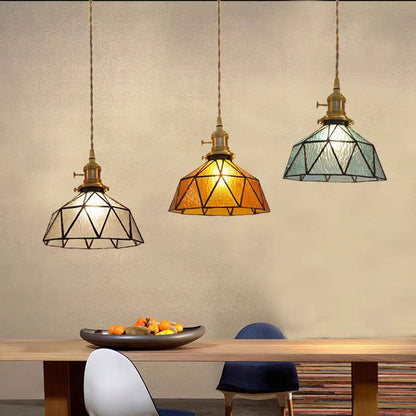 Contemporary Nordic Geometric Line Copper-Plated Glass 1/3-Light Pendant Light For Dining Room