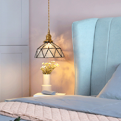 Contemporary Nordic Geometric Line Copper-Plated Glass 1/3-Light Pendant Light For Dining Room