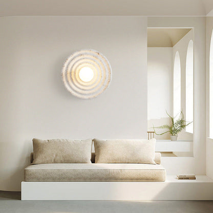 Contemporary Nordic Round Corrugated Resin Glass 1-light Wall Sconce Lamp For Bedroom