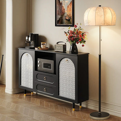 Traditional Vintage Jellyfish-Shaped Iron Ash Wood Fabric 3-Light Standing Floor Lamp For Bedroom