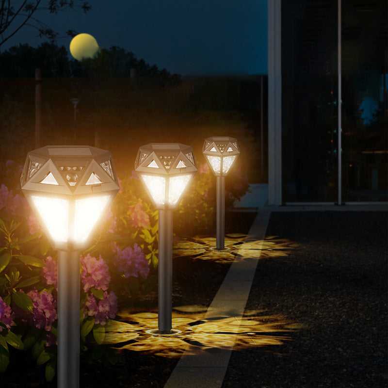 Modern Minimalist Waterproof Solar Diamond-shaped PP PS LED Outdoor Light Landscape Light For Garden