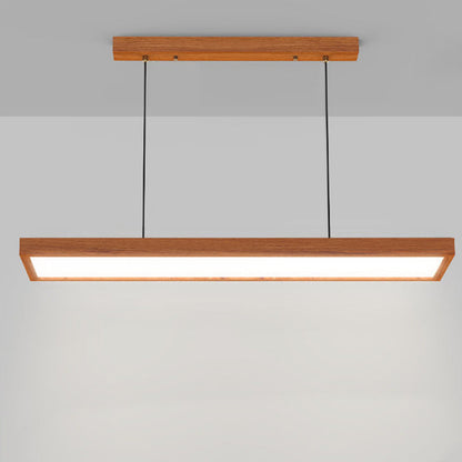 Modern Minimalist Rectangular Iron Solid Wood PVC LED Chandeliers Island Light For Bedroom