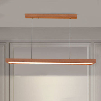 Modern Minimalist Rectangular Iron Solid Wood PVC LED Chandeliers Island Light For Bedroom