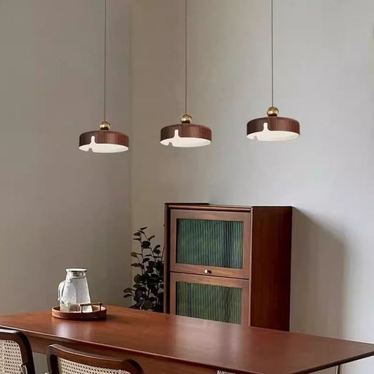 Traditional Vintage Round Disc Iron Acrylic LED Pendant Light For Dining Room