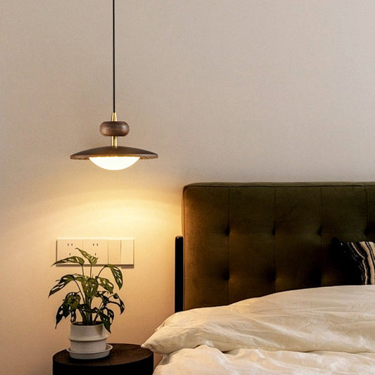 Traditional Vintage Round Disc Oval Iron Hardware Acrylic LED Pendant Light For Bedroom