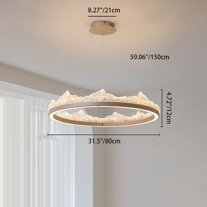Traditional French Circular Iceberg-Shaped Aluminum Resin Carbon Steel LED Chandelier For Living Room