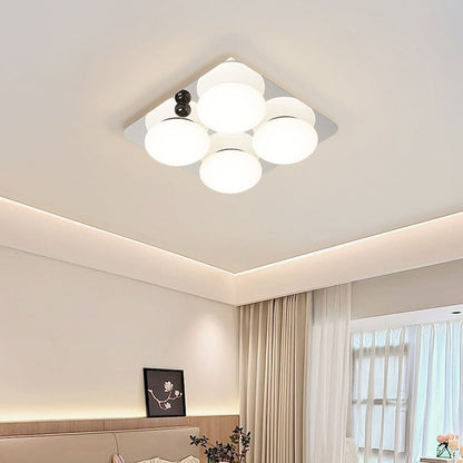 Modern Minimalist Square Round Iron PC LED Flush Mount Ceiling Light For Bedroom