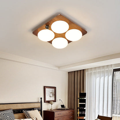 Modern Minimalist Square Round Iron PC LED Flush Mount Ceiling Light For Bedroom