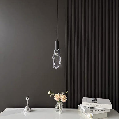 Modern Minimalist Iceberg Iron Copper Crystal LED Pendant Light For Bedroom