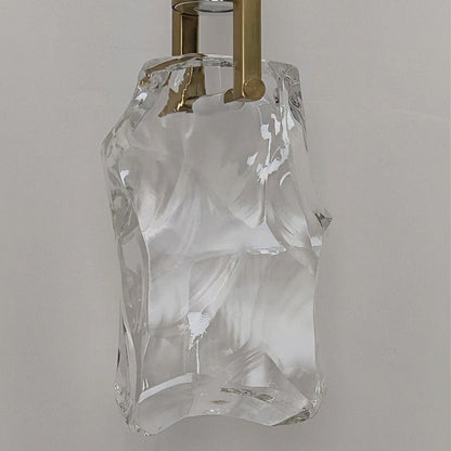 Modern Minimalist Iceberg Iron Copper Crystal LED Pendant Light For Bedroom