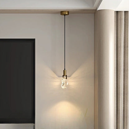 Modern Minimalist Iceberg Iron Copper Crystal LED Pendant Light For Bedroom