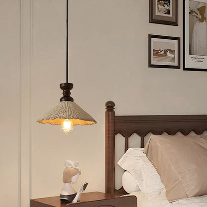 Traditional Vintage Conical Solid Wood Iron Micro Cement 1/3-Light Chandelier For Dining Room