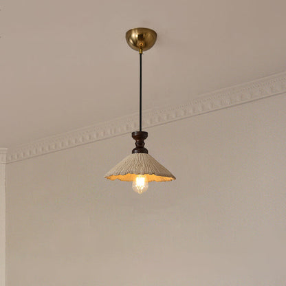 Traditional Vintage Conical Solid Wood Iron Micro Cement 1/3-Light Chandelier For Dining Room