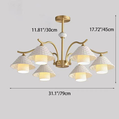 Contemporary Nordic Cylindrical Copper Ceramic 1/3/6/8-Light Chandelier For Bedroom