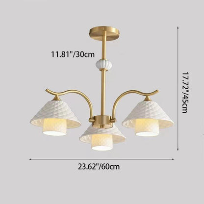 Contemporary Nordic Cylindrical Copper Ceramic 1/3/6/8-Light Chandelier For Bedroom