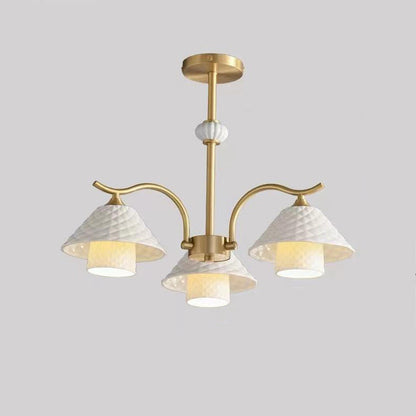 Contemporary Nordic Cylindrical Copper Ceramic 1/3/6/8-Light Chandelier For Bedroom