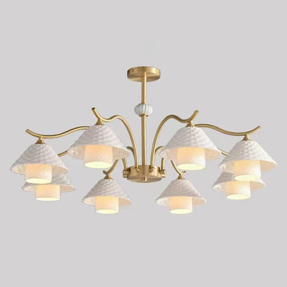 Contemporary Nordic Cylindrical Copper Ceramic 1/3/6/8-Light Chandelier For Bedroom