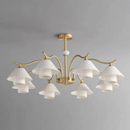 Contemporary Nordic Cylindrical Copper Ceramic 1/3/6/8-Light Chandelier For Bedroom