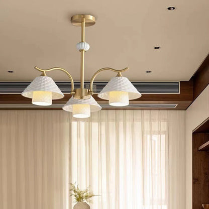 Contemporary Nordic Cylindrical Copper Ceramic 1/3/6/8-Light Chandelier For Bedroom