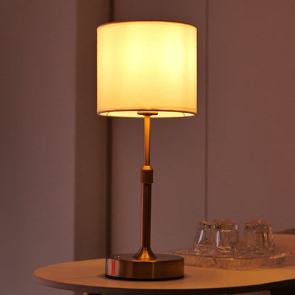 Modern Minimalist Liftable Cylindrical Metal Fabric 1-Light Table Lamp for Bedroom