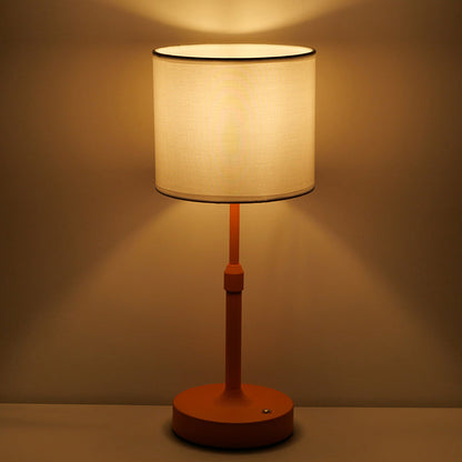 Modern Minimalist Liftable Cylindrical Metal Fabric 1-Light Table Lamp for Bedroom
