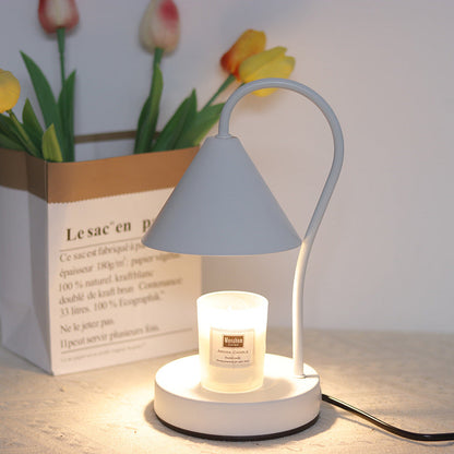 Contemporary Nordic Cone Iron Glass Rubberwood 1-Light Melting Wax Table Lamp For Bedroom