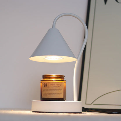 Contemporary Nordic Cone Iron Glass Rubberwood 1-Light Melting Wax Table Lamp For Bedroom