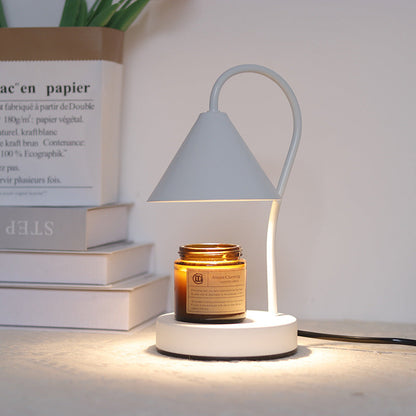 Contemporary Nordic Cone Iron Glass Rubberwood 1-Light Melting Wax Table Lamp For Bedroom