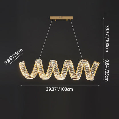 Traditional Luxury Circular Spring-Shaped Stainless Steel Iron Crystal LED Chandeliers Island Light For Dining Room