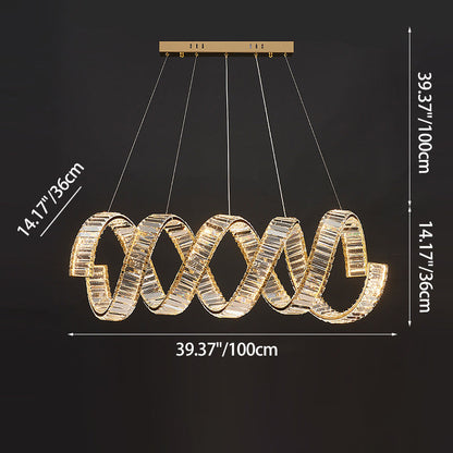 Traditional Luxury Circular Spring-Shaped Stainless Steel Iron Crystal LED Chandeliers Island Light For Dining Room