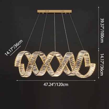 Traditional Luxury Circular Spring-Shaped Stainless Steel Iron Crystal LED Chandeliers Island Light For Dining Room