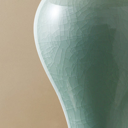 Traditional Vintage Cylindrical Copper Ceramic Linen 1-Light Table Lamp For Bedroom