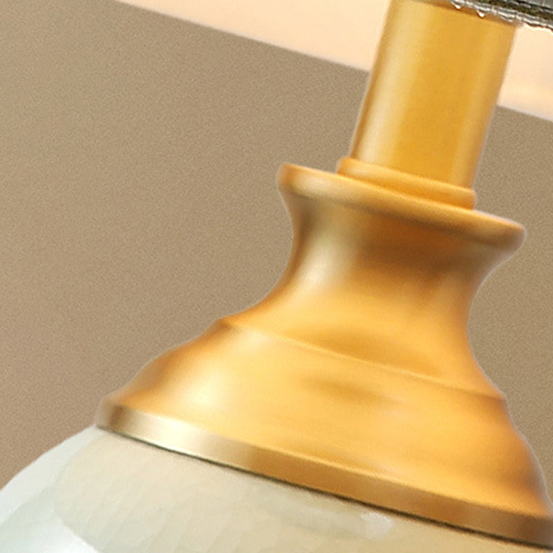 Traditional Vintage Cylindrical Copper Ceramic Linen 1-Light Table Lamp For Bedroom