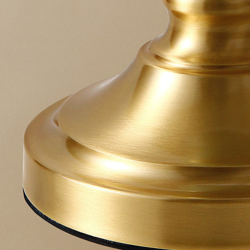 Traditional Vintage Cylindrical Copper Ceramic Linen 1-Light Table Lamp For Bedroom