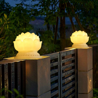 Contemporary Creative Waterproof Solar Lotus-Shaped Resin LED Outdoor Light Landscape Lighting For Garden