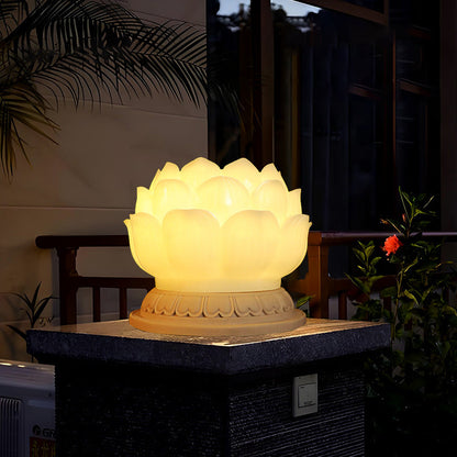 Contemporary Creative Waterproof Solar Lotus-Shaped Resin LED Outdoor Light Landscape Lighting For Garden