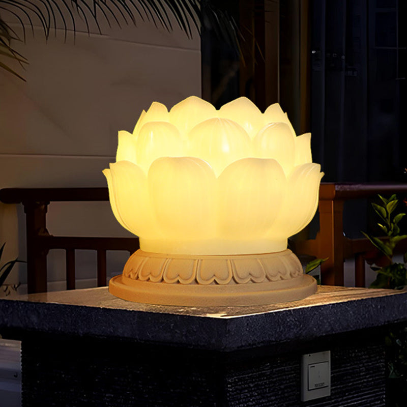 Contemporary Creative Waterproof Solar Lotus-Shaped Resin LED Outdoor Light Landscape Lighting For Garden
