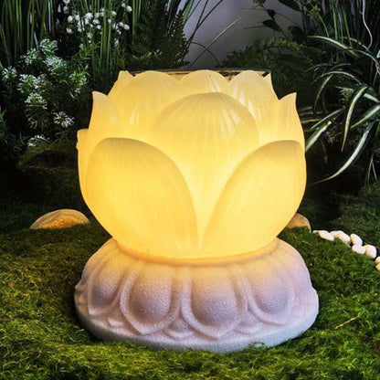 Contemporary Creative Waterproof Solar Lotus-Shaped Resin LED Outdoor Light Landscape Lighting For Garden