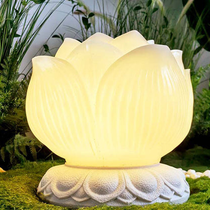 Contemporary Creative Waterproof Solar Lotus-Shaped Resin LED Outdoor Light Landscape Lighting For Garden