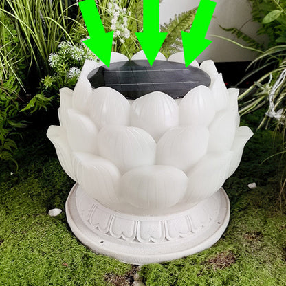 Contemporary Creative Waterproof Solar Lotus-Shaped Resin LED Outdoor Light Landscape Lighting For Garden