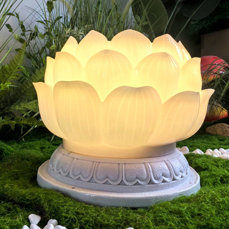 Contemporary Creative Waterproof Solar Lotus-Shaped Resin LED Outdoor Light Landscape Lighting For Garden