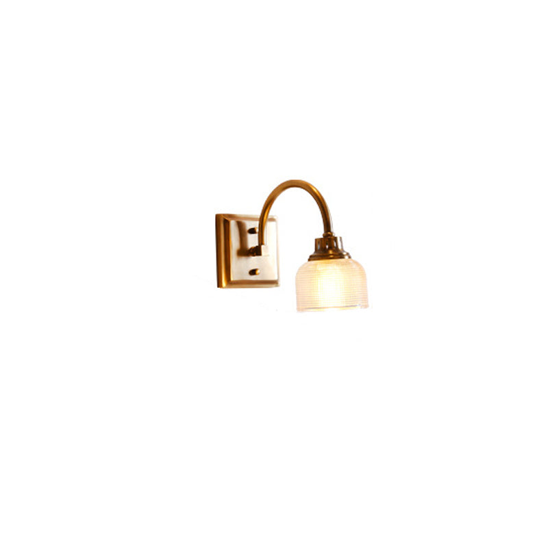 Traditional Vintage Round Copper Glass 1/2/3-Light Vanity Light Wall Sconce Lamp For Bedroom