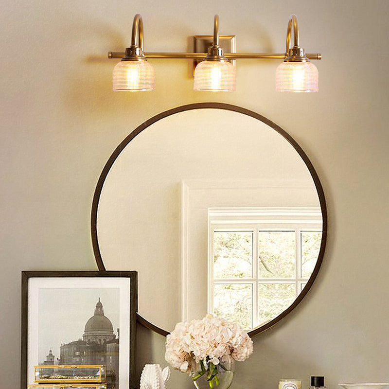 Traditional Vintage Round Copper Glass 1/2/3-Light Vanity Light Wall Sconce Lamp For Bedroom