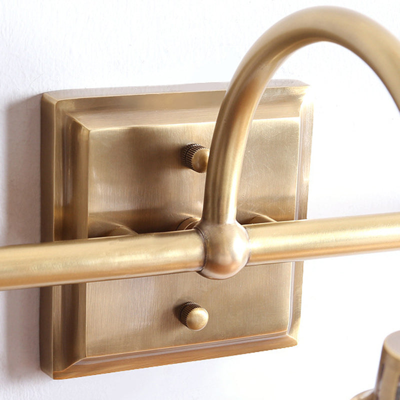 Traditional Vintage Round Copper Glass 1/2/3-Light Vanity Light Wall Sconce Lamp For Bedroom