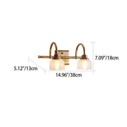 Traditional Vintage Round Copper Glass 1/2/3-Light Vanity Light Wall Sconce Lamp For Bedroom