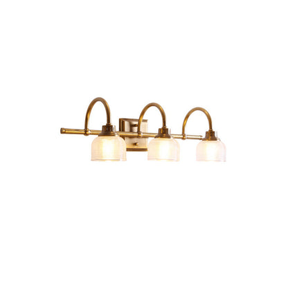 Traditional Vintage Round Copper Glass 1/2/3-Light Vanity Light Wall Sconce Lamp For Bedroom