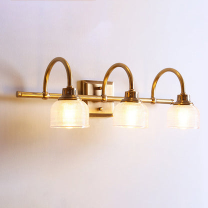 Traditional Vintage Round Copper Glass 1/2/3-Light Vanity Light Wall Sconce Lamp For Bedroom