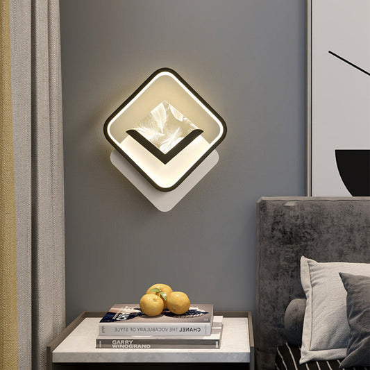 مصباح حائط LED مصنوع من مادة البولي فينيل كلوريد الأكريليكية بتصميم عصري بسيط على شكل ريشة ماسية لغرفة النوم