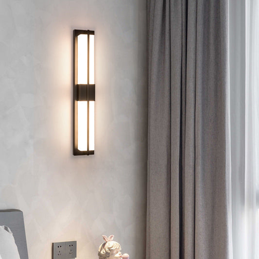 مصباح حائط LED مستطيل الشكل مصنوع من الحديد والأكريليك بتصميم عصري بسيط لغرفة النوم 