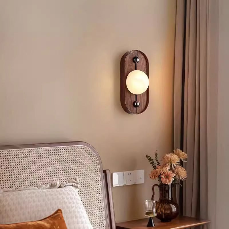 مصباح حائط LED دائري مخطط معدني رخامي تقليدي عتيق لغرفة النوم